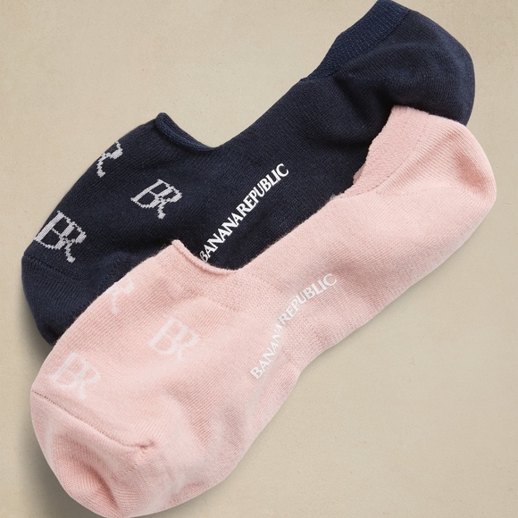 BANANA REPUBLIC No-Show socks, 4 pair: Black/White/Pink/Navy - Picture 2 of 2